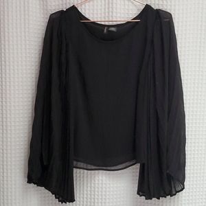 Black wide sleeve flowing blouse
